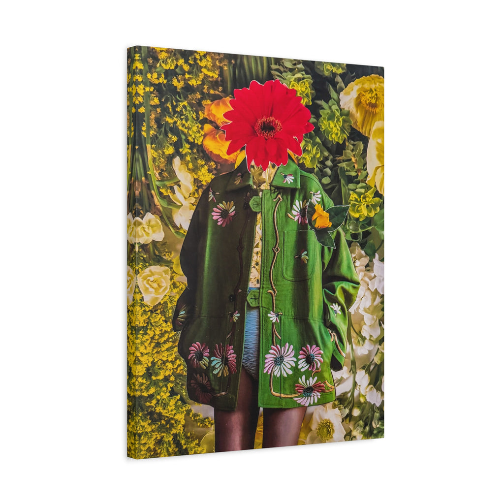 Floral Portrait Matte Stretched Canvas — Red Flower Head Art Print