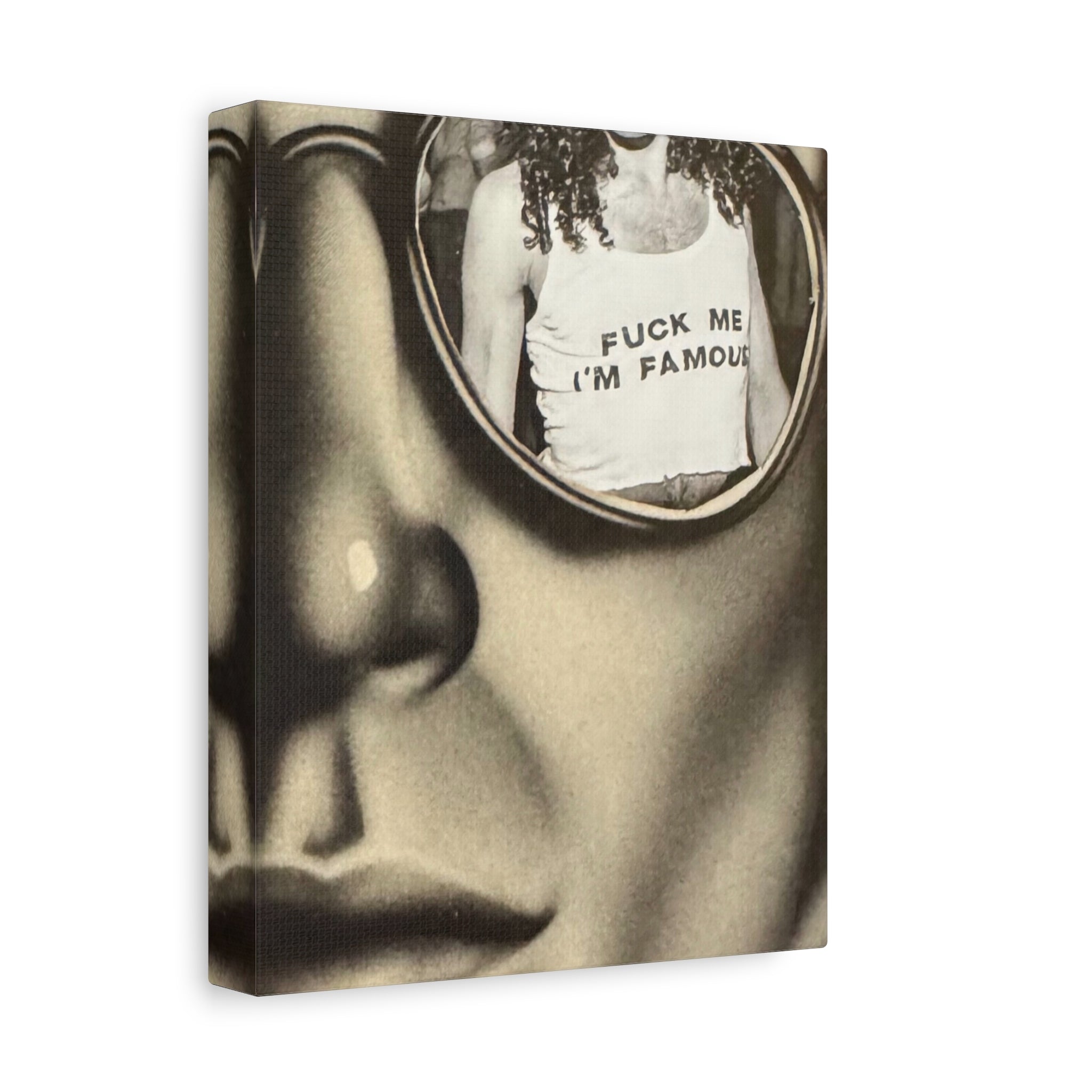 Retro Pop Art Canvas Print — 'Fuck Me I'm Famous' Sunglasses Reflection