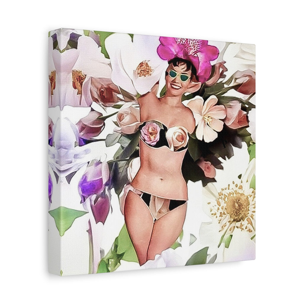 Vintage Pinup Floral Canvas Print