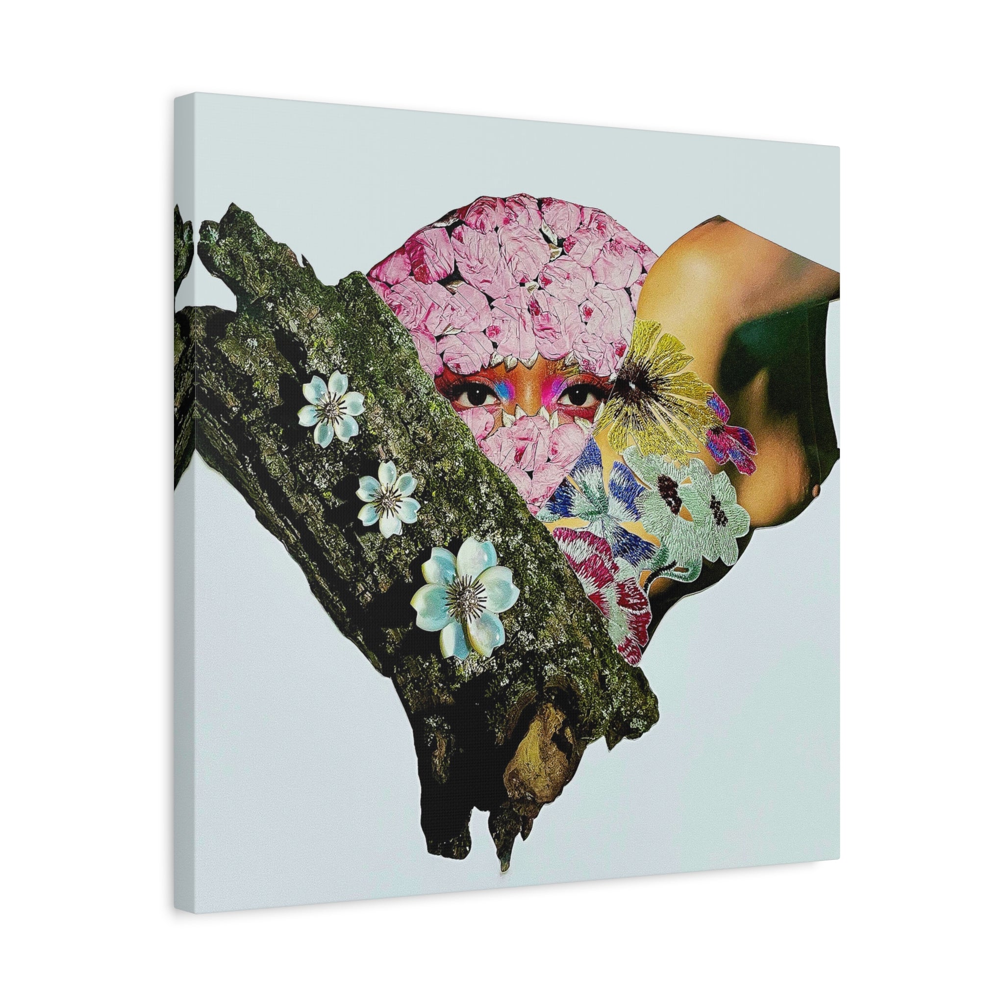 Floral Mask Surreal Canvas Art — Stretched 1.25" Matte Wall Decor