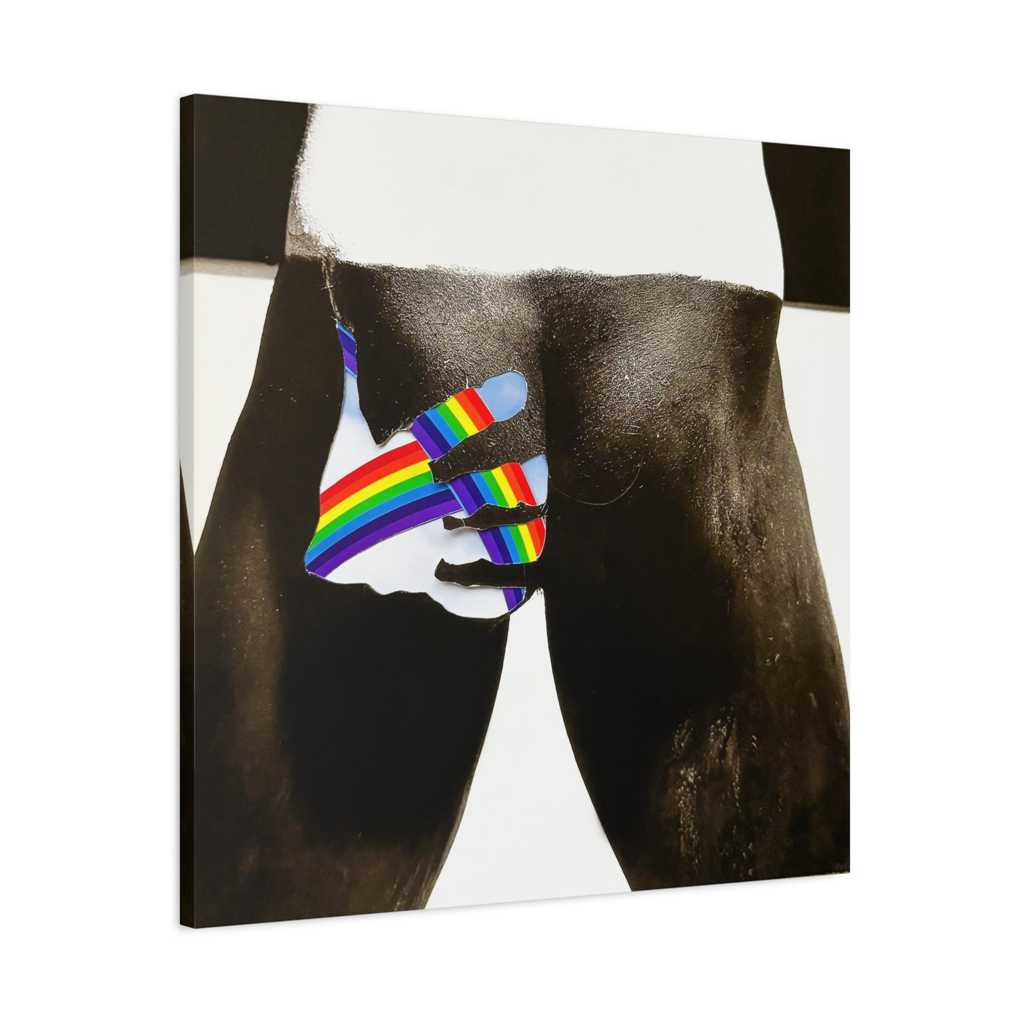 Canvas Print — Black & White Photo with Rainbow Hand Accent