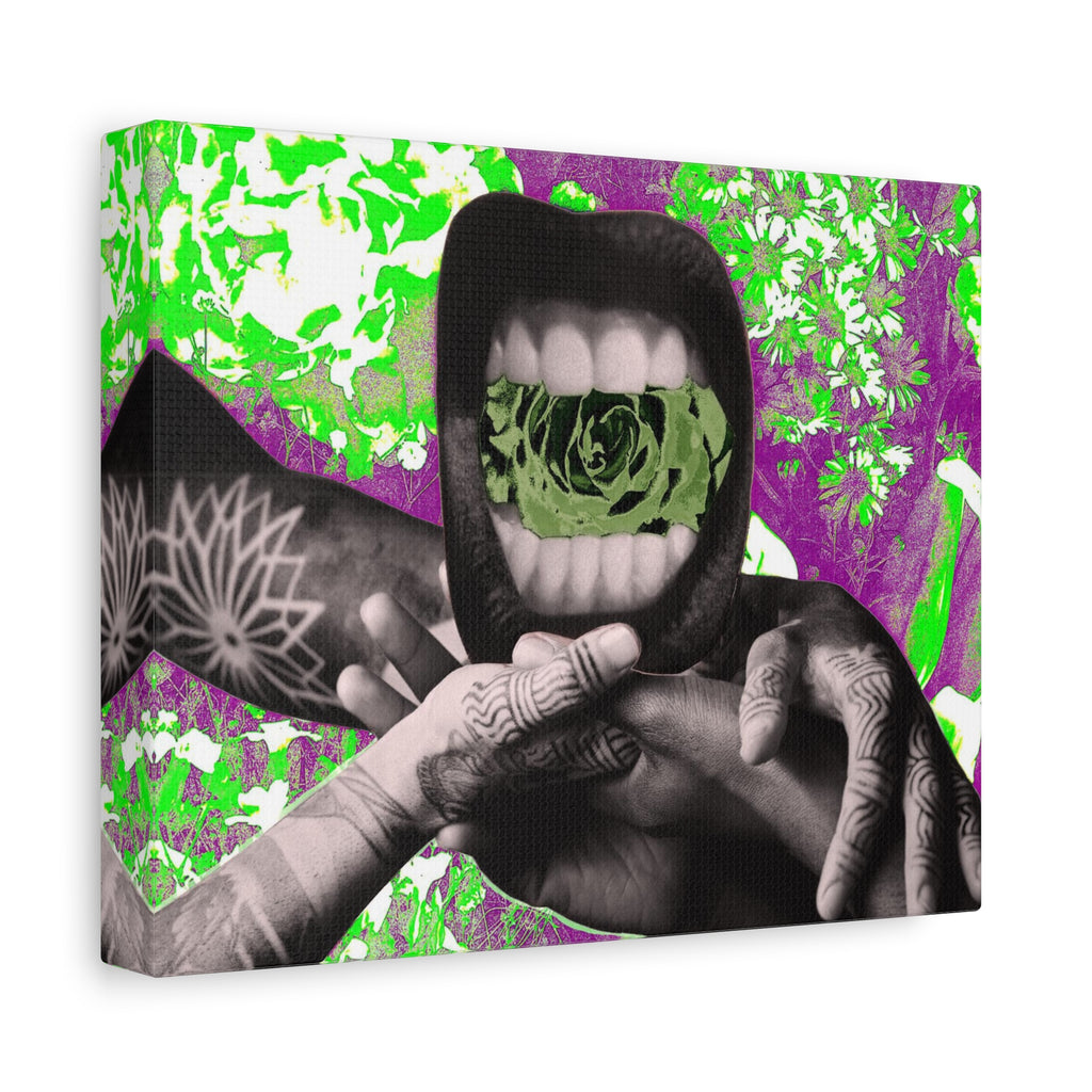 Surreal Floral Mouth Matte Canvas Print