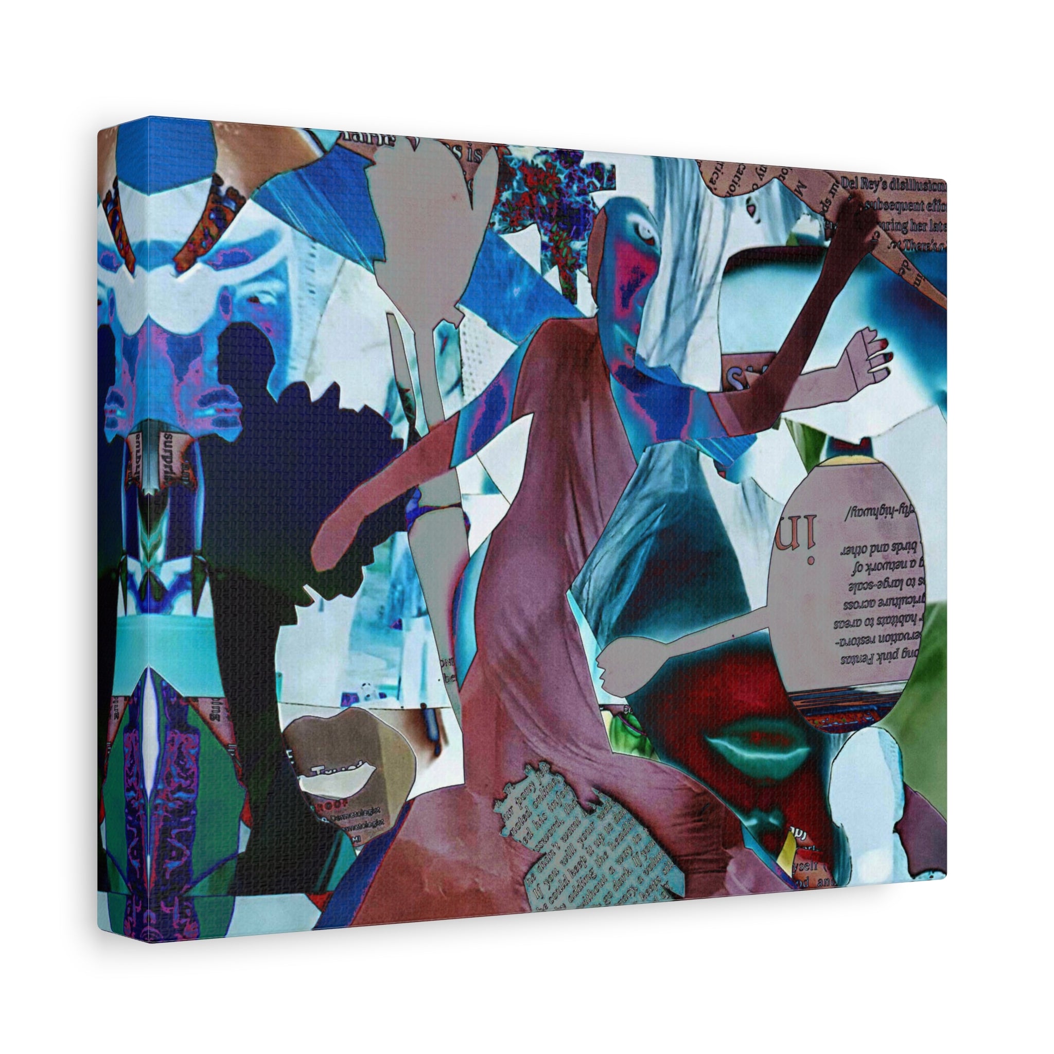 Abstract Collage Matte Canvas Wall Art — Vibrant Surreal Dance Scene