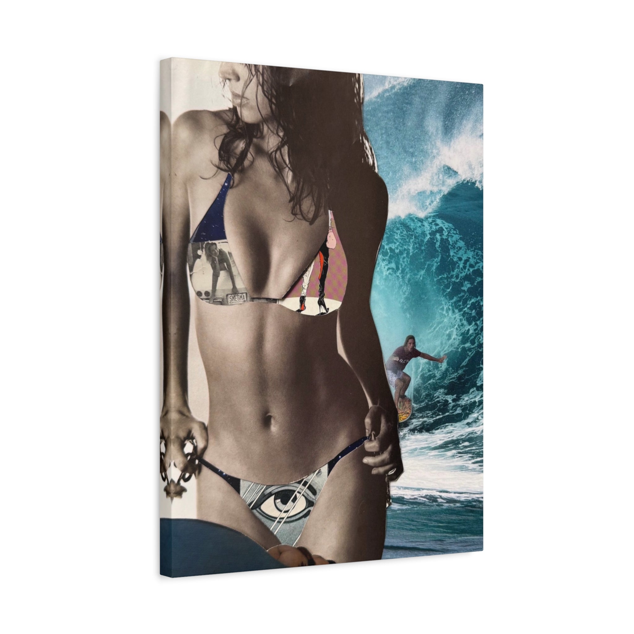 Surf Bikini Canvas Print — Beach Wave Coastal Wall Art, Matte Stretched Canvas