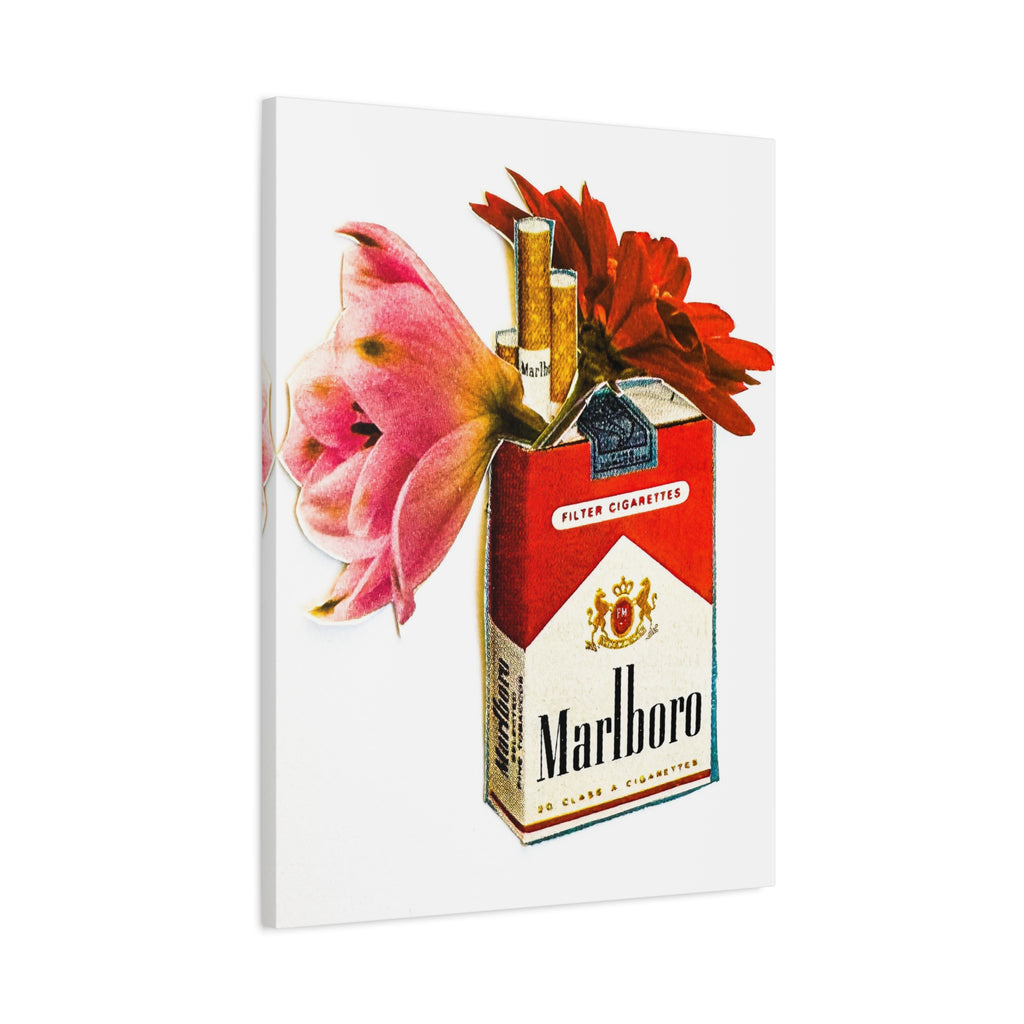 Marlboro Cigarette Pack Floral Canvas Wall Art