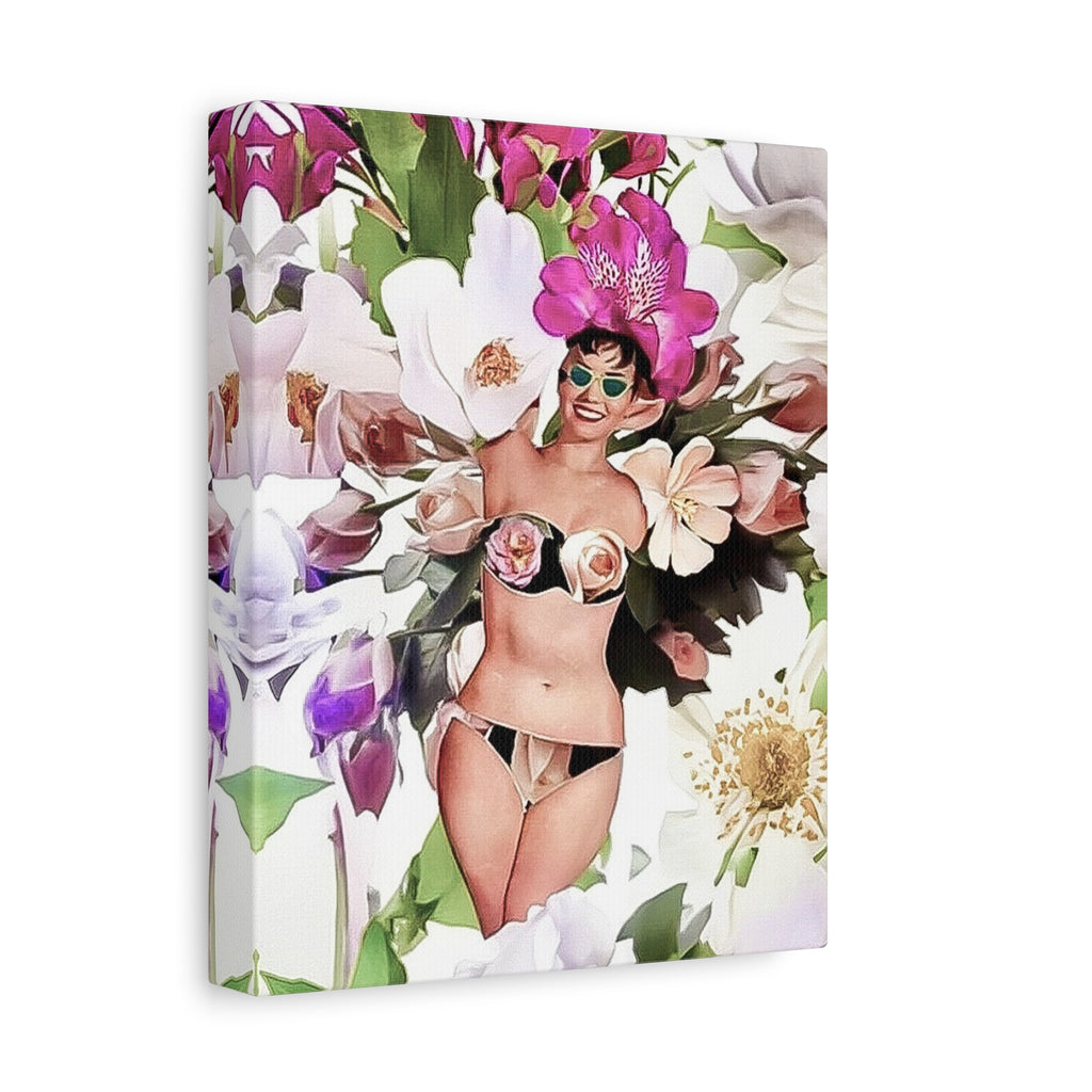 Vintage Pinup Floral Canvas Print