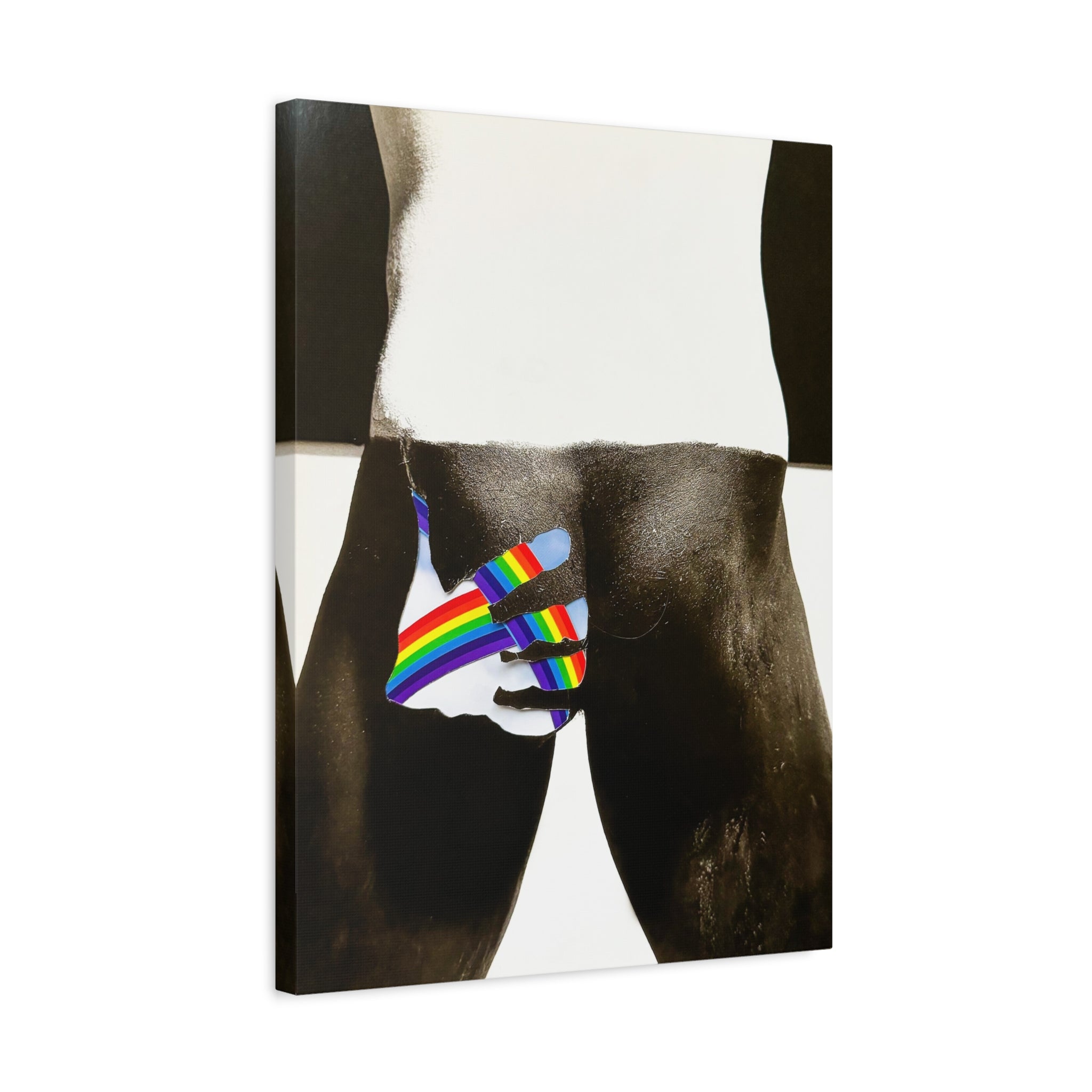 Canvas Print — Black & White Photo with Rainbow Hand Accent