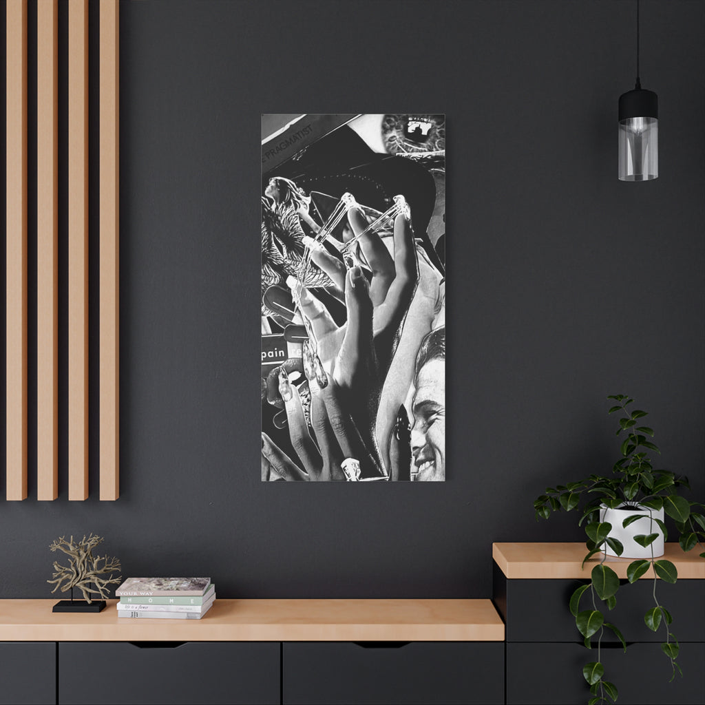 Surreal Black & White Collage Matte Canvas Print