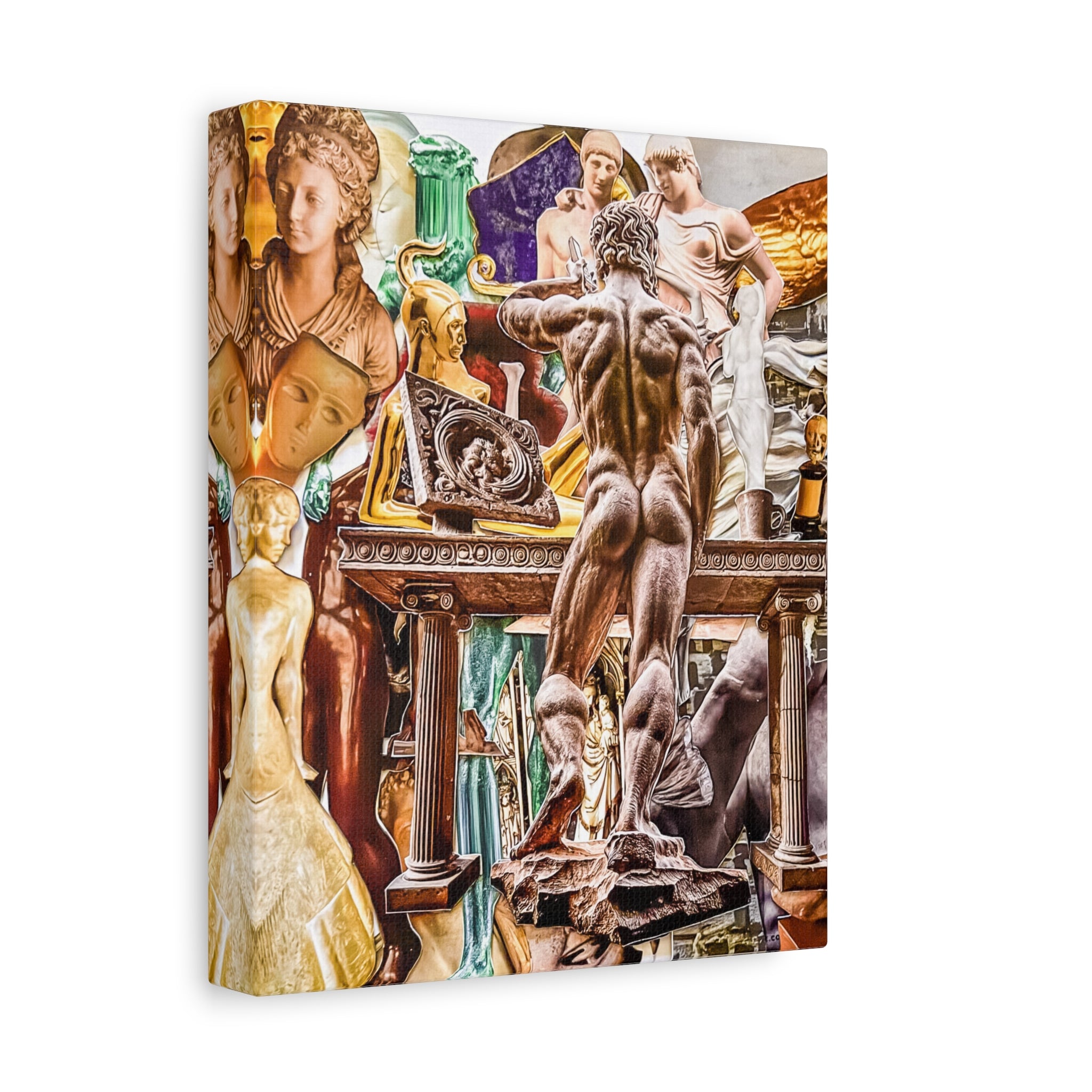Classical Sculpture Collage Canvas Print — Vintage Museum Art Wall Decor