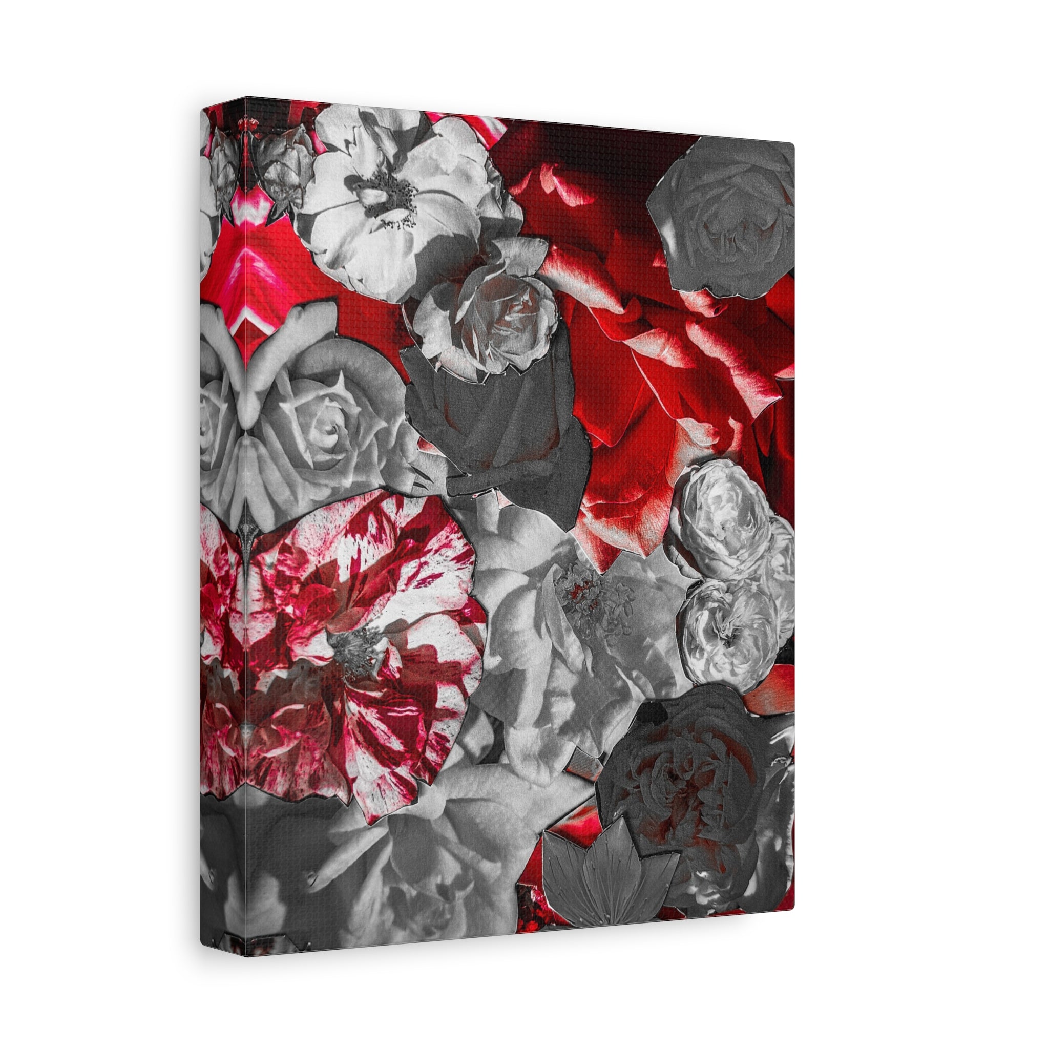 Red & Gray Floral Matte Canvas Wall Art — Stretched 1.25"