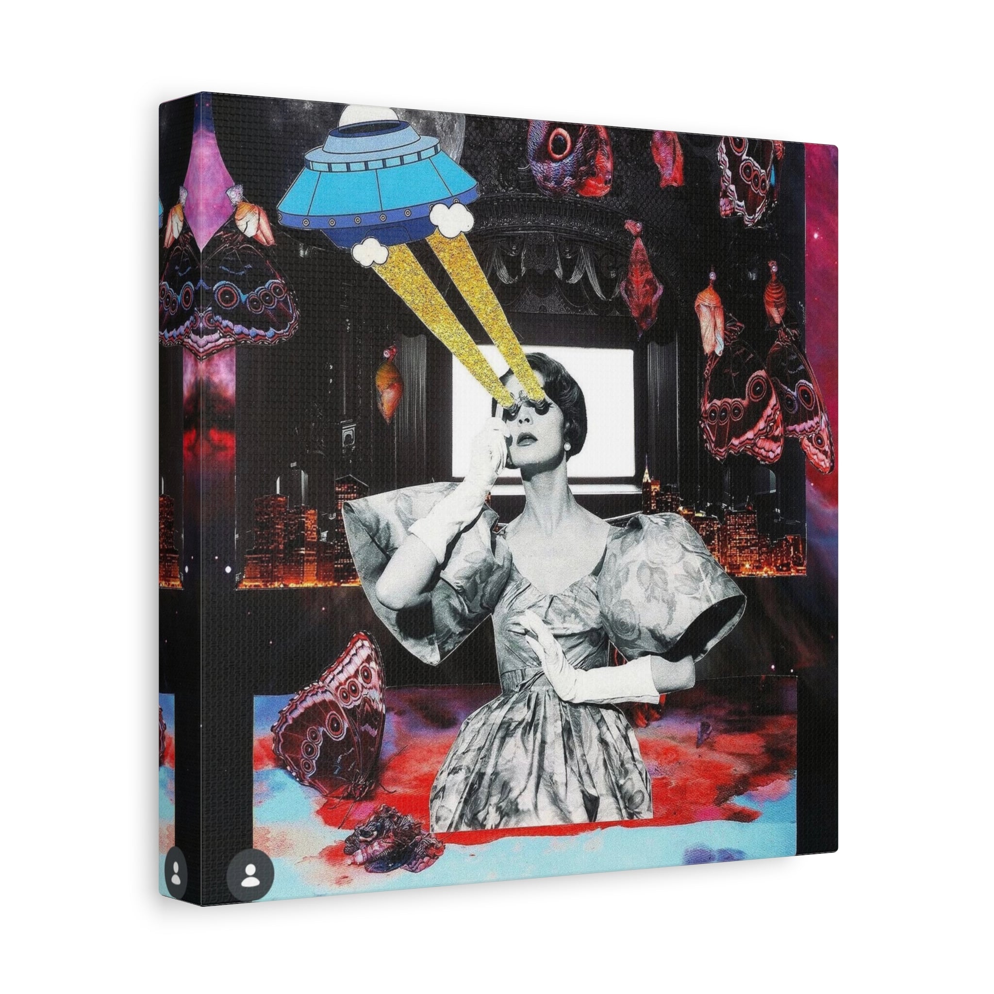 Surreal UFO Vintage Collage Canvas