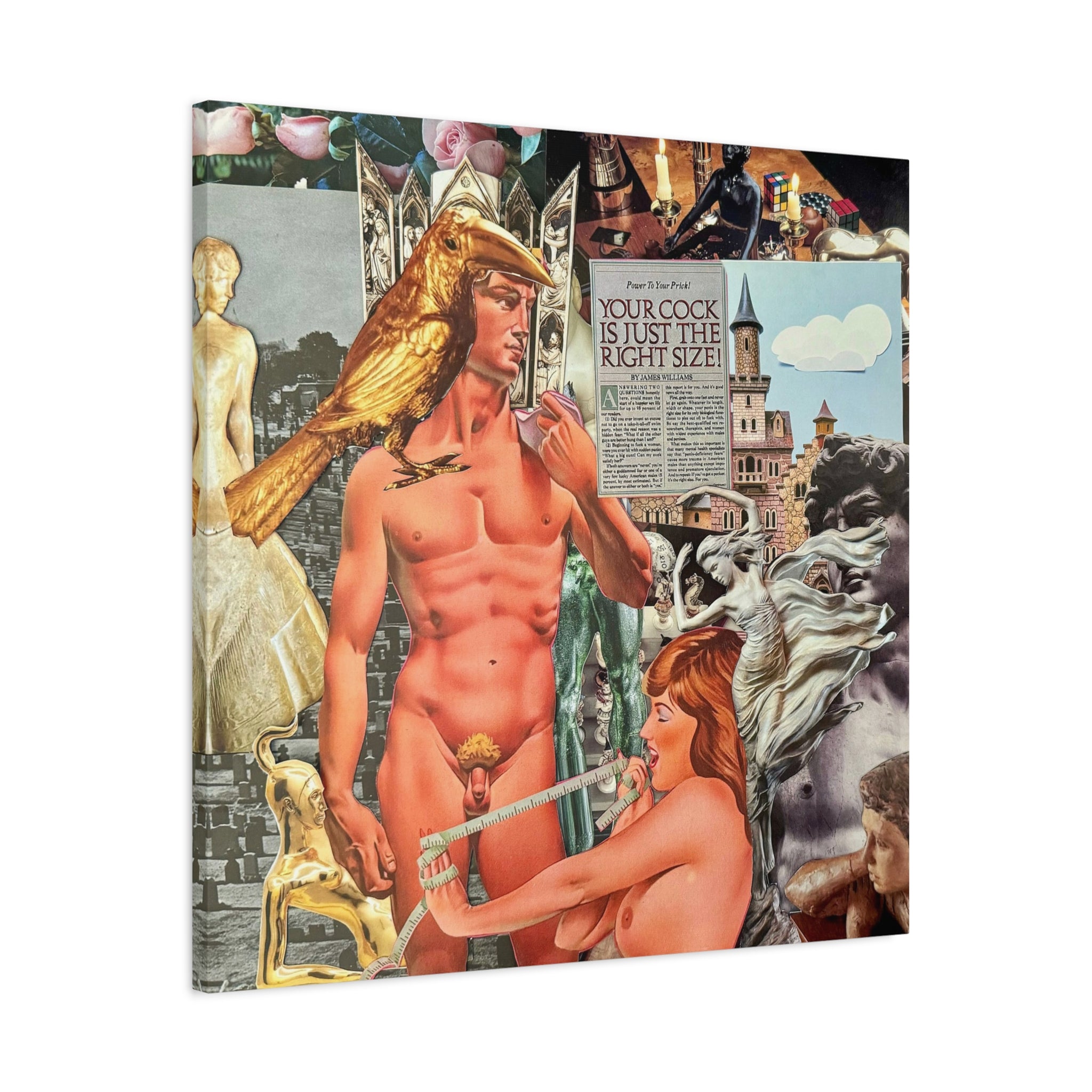 Surreal Collage Matte Canvas Print — Vintage Erotic Art Wall Decor