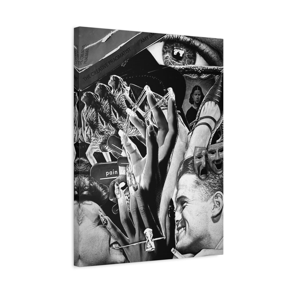 Surreal Black & White Collage Matte Canvas Print