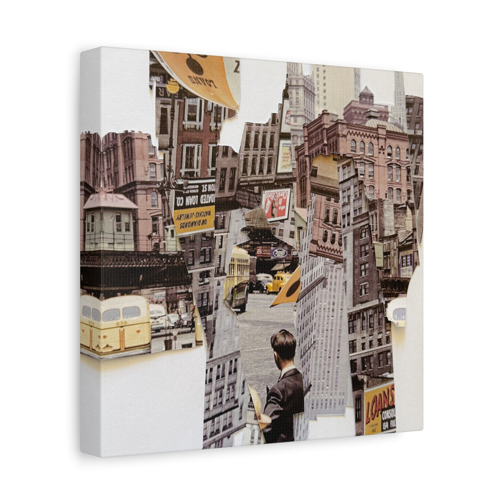 Vintage City Collage Matte Canvas Art - Stretched 1.25"