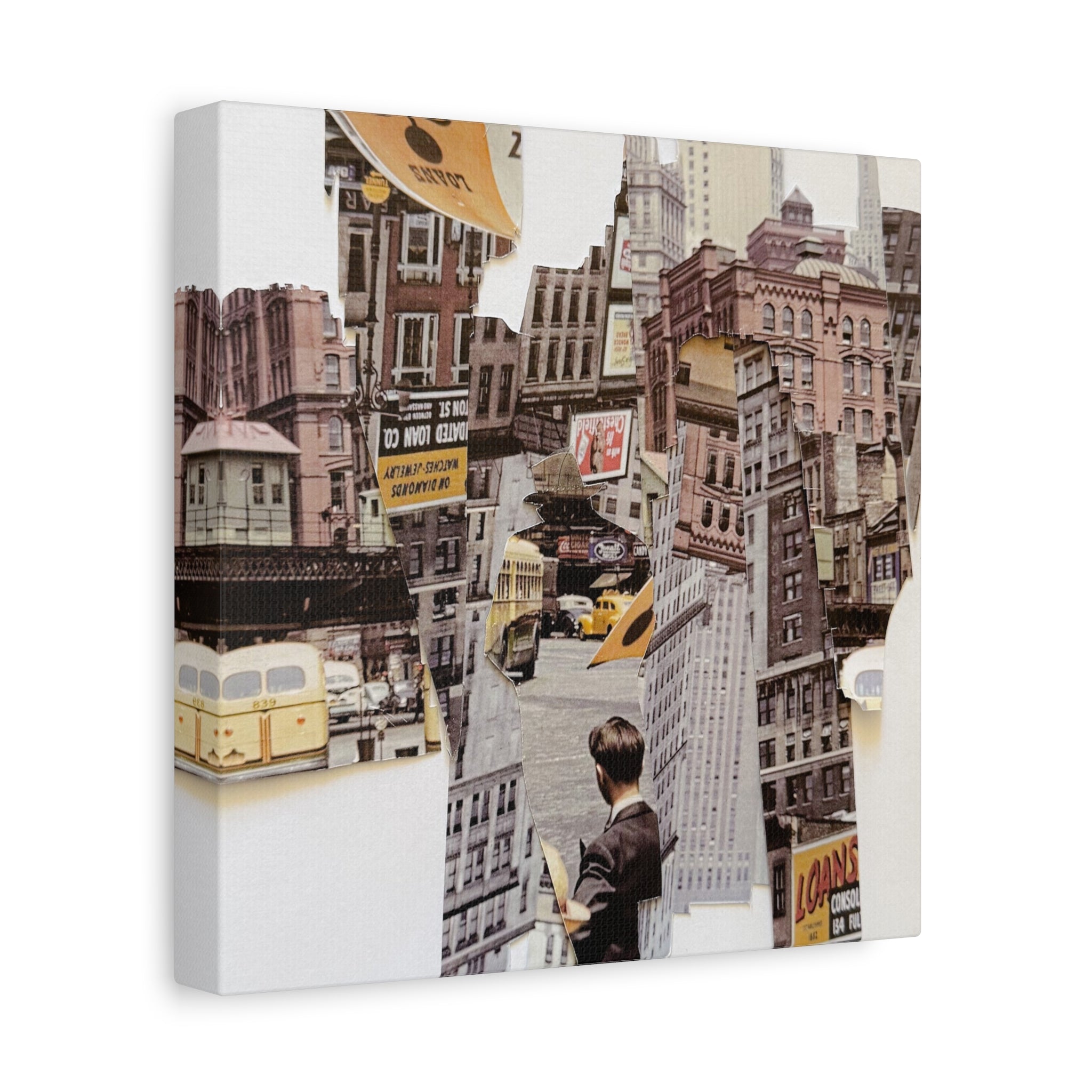 Vintage City Collage Matte Canvas Art - Stretched 1.25"