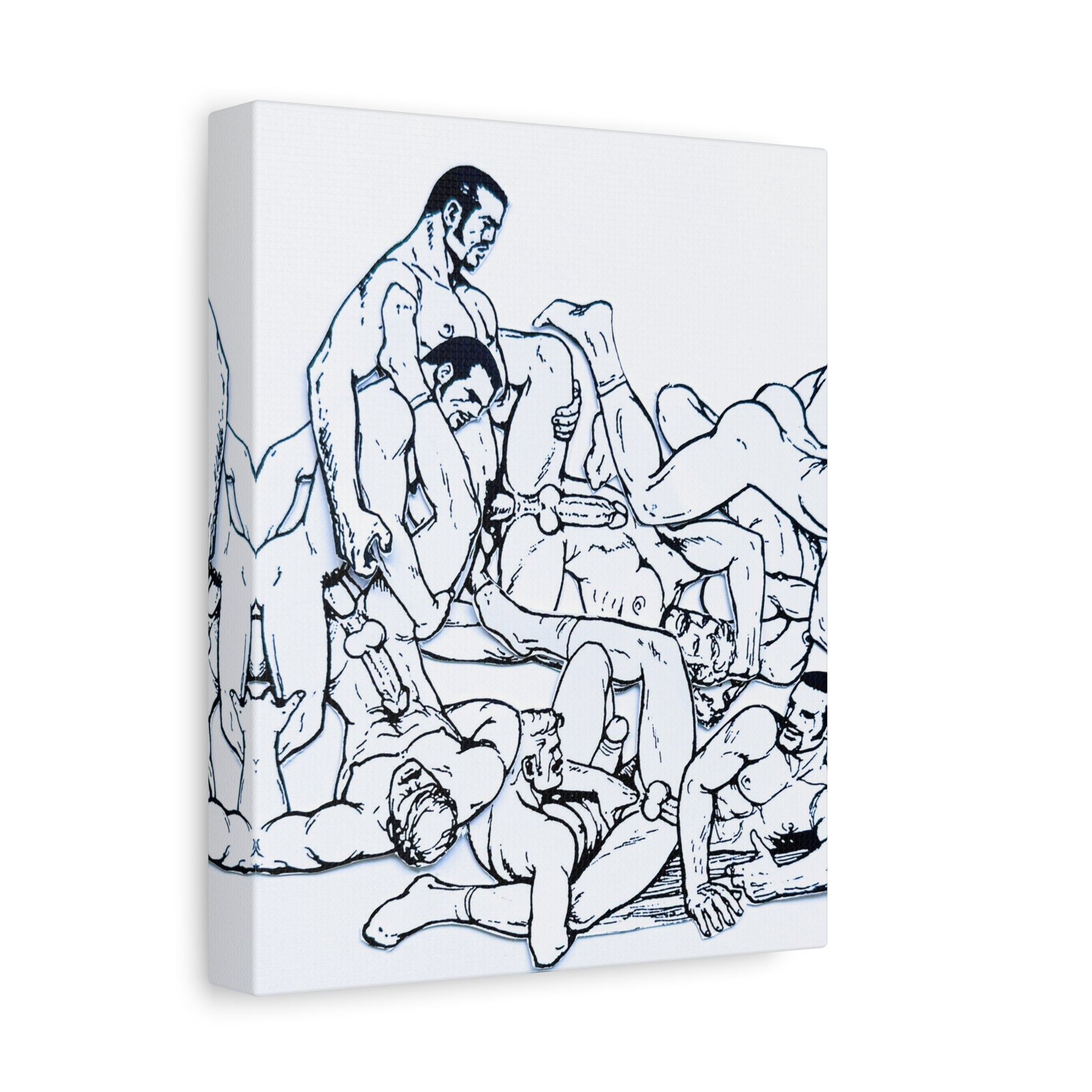 Nude Wrestling Pile Matte Canvas Print — Stretched 1.25" Wall Art