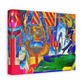 Abstract Urban Collage Matte Canvas Print — Colorful Mixed-Media Wall Art