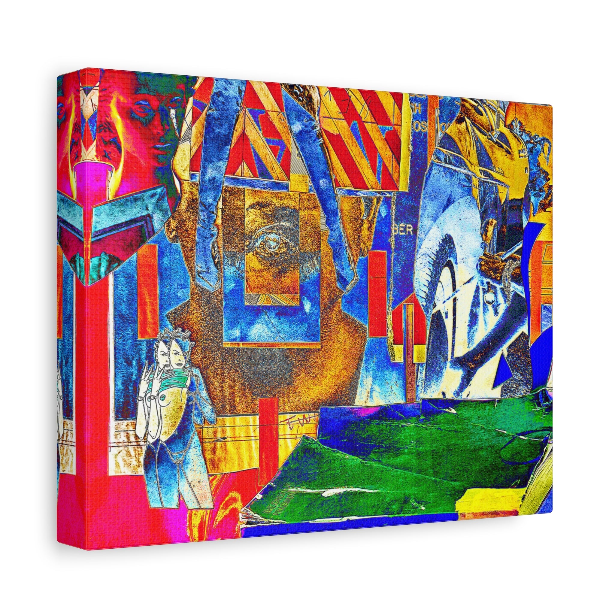Abstract Urban Collage Matte Canvas Print — Colorful Mixed-Media Wall Art