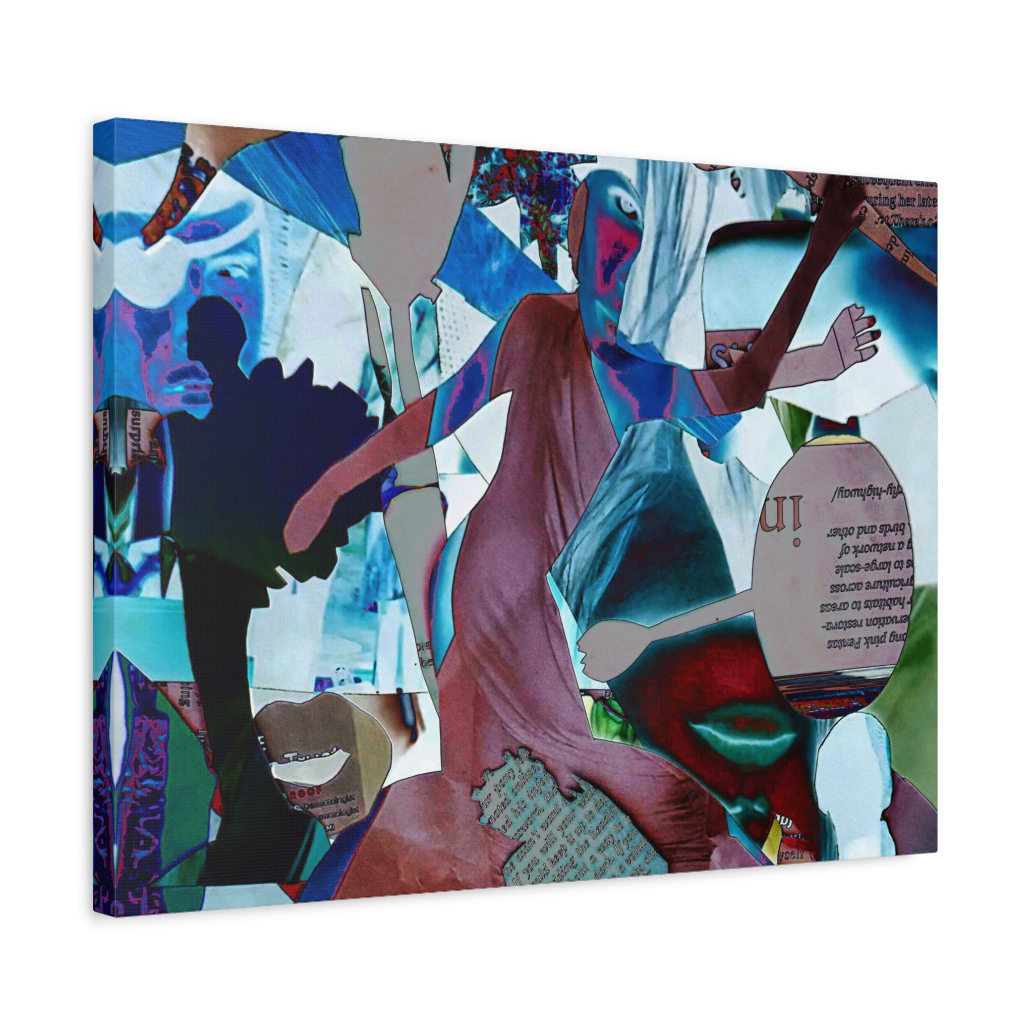 Abstract Collage Matte Canvas Wall Art — Vibrant Surreal Dance Scene