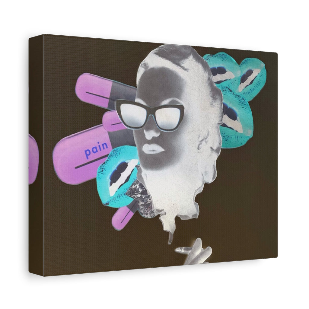 Surreal Pop Art Canvas — 'Pain' Capsule Portrait Matte Stretched Wall Art