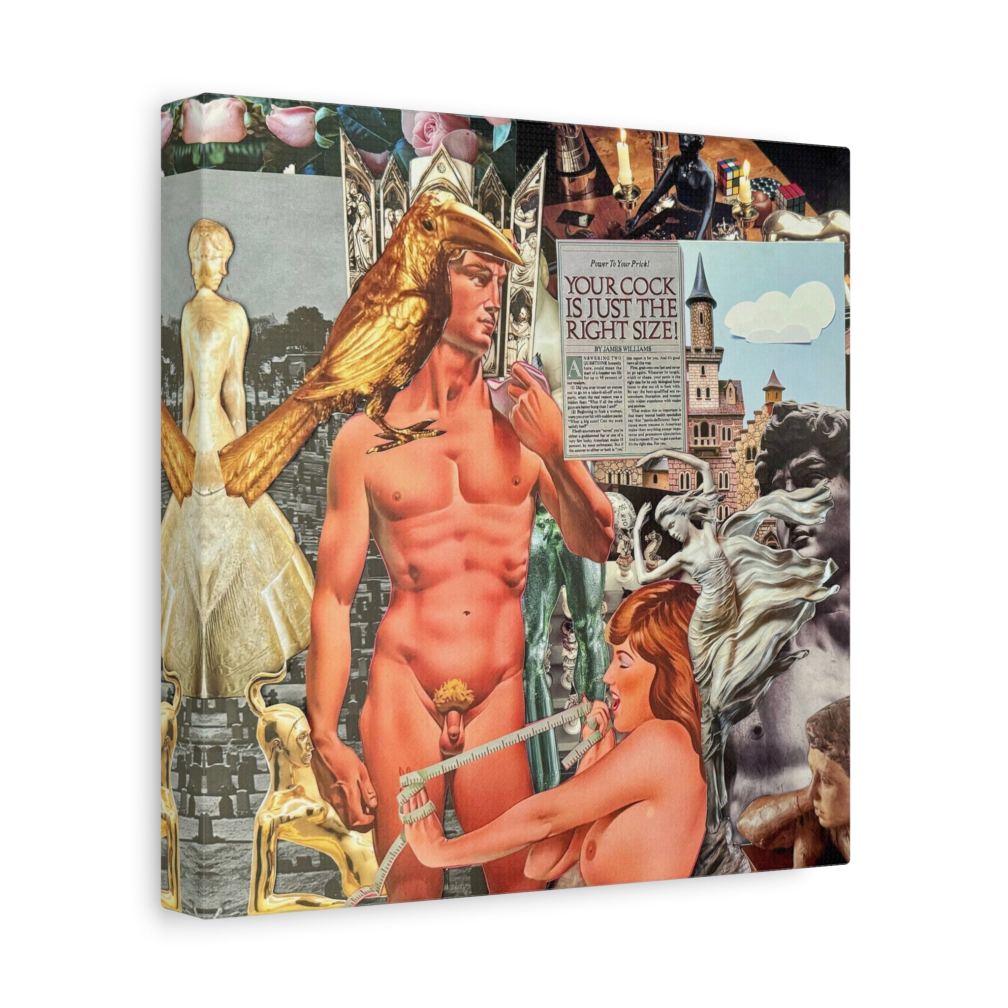 Surreal Collage Matte Canvas Print — Vintage Erotic Art Wall Decor