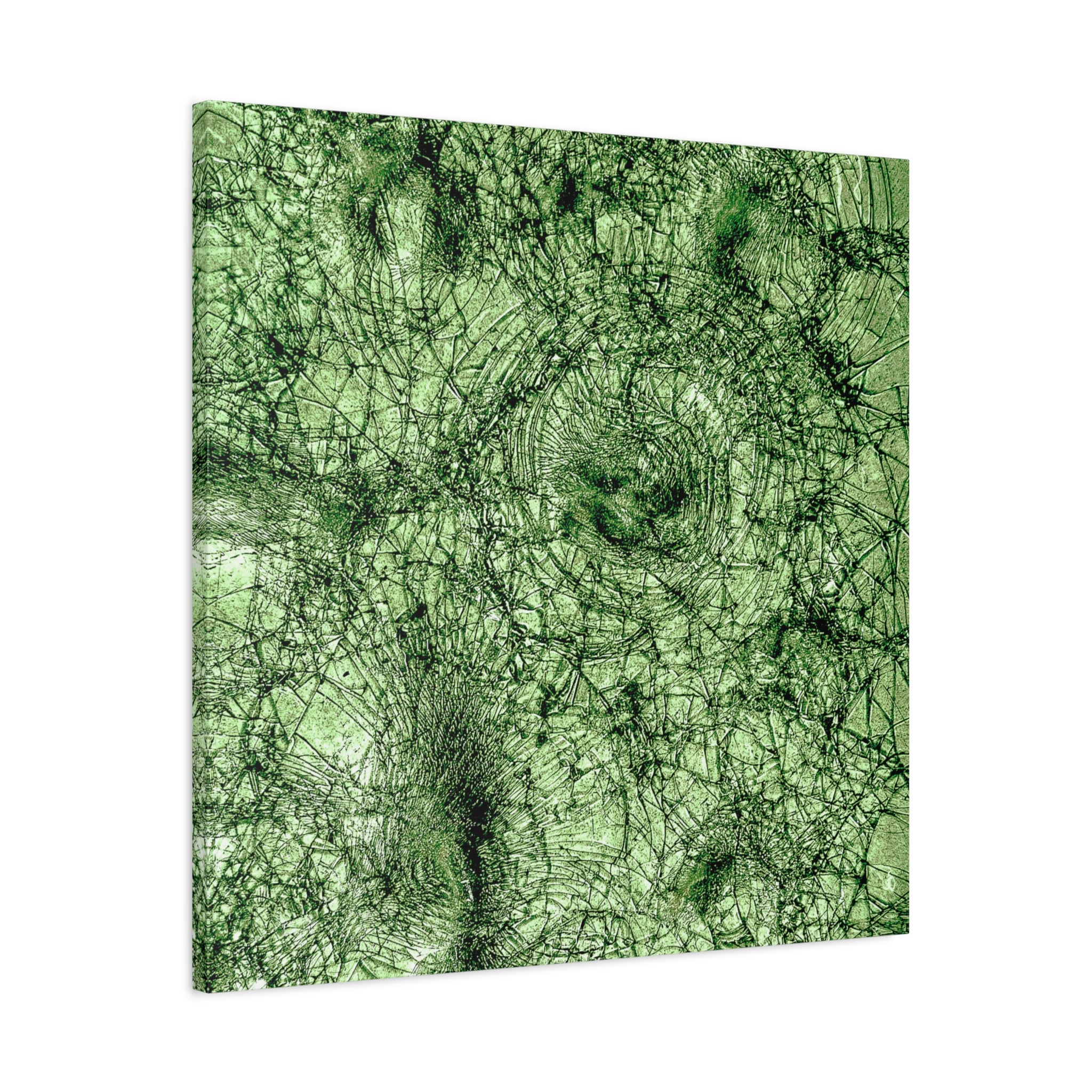 Abstract Green Texture Canvas Print — Organic Fractal Wall Art