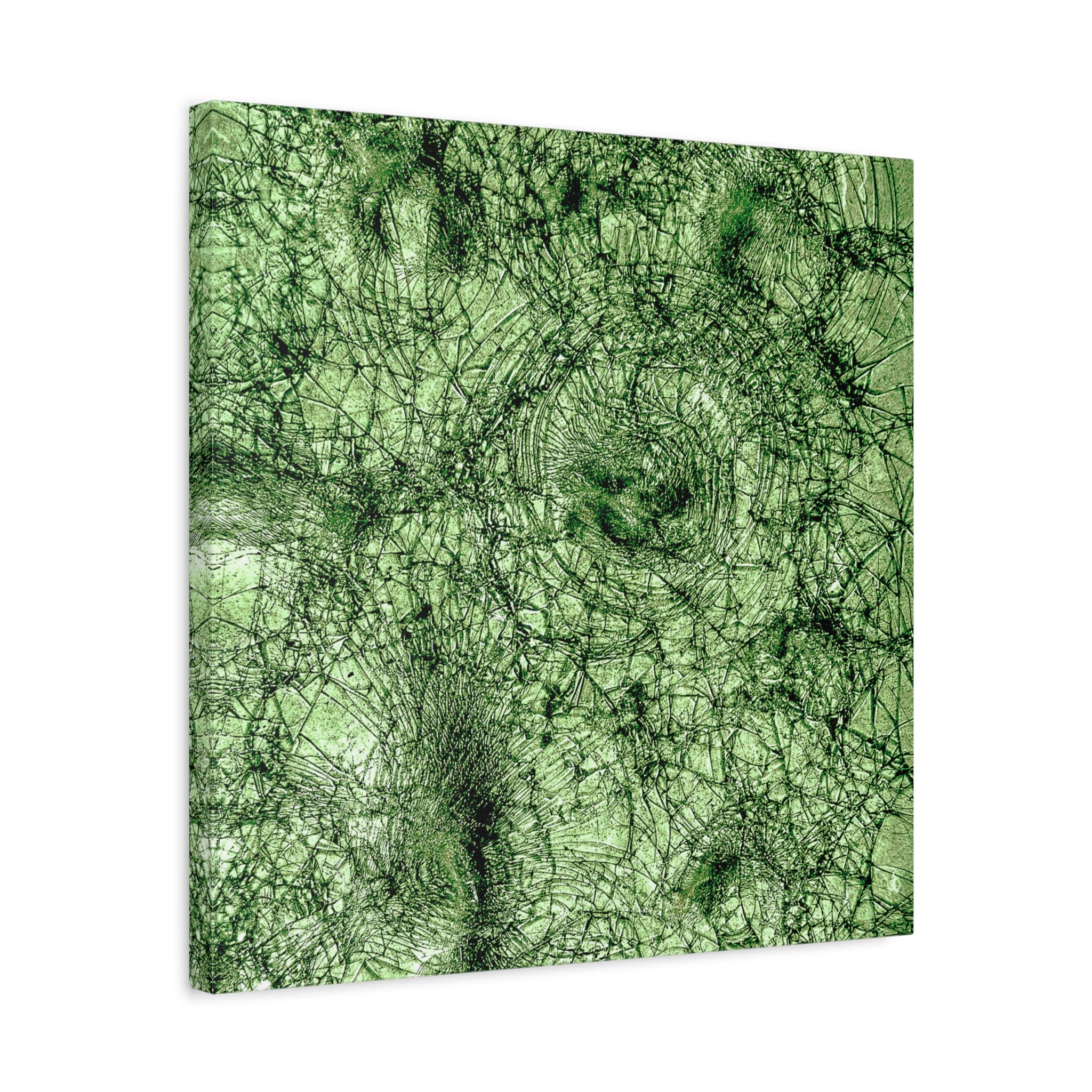 Abstract Green Texture Canvas Print — Organic Fractal Wall Art