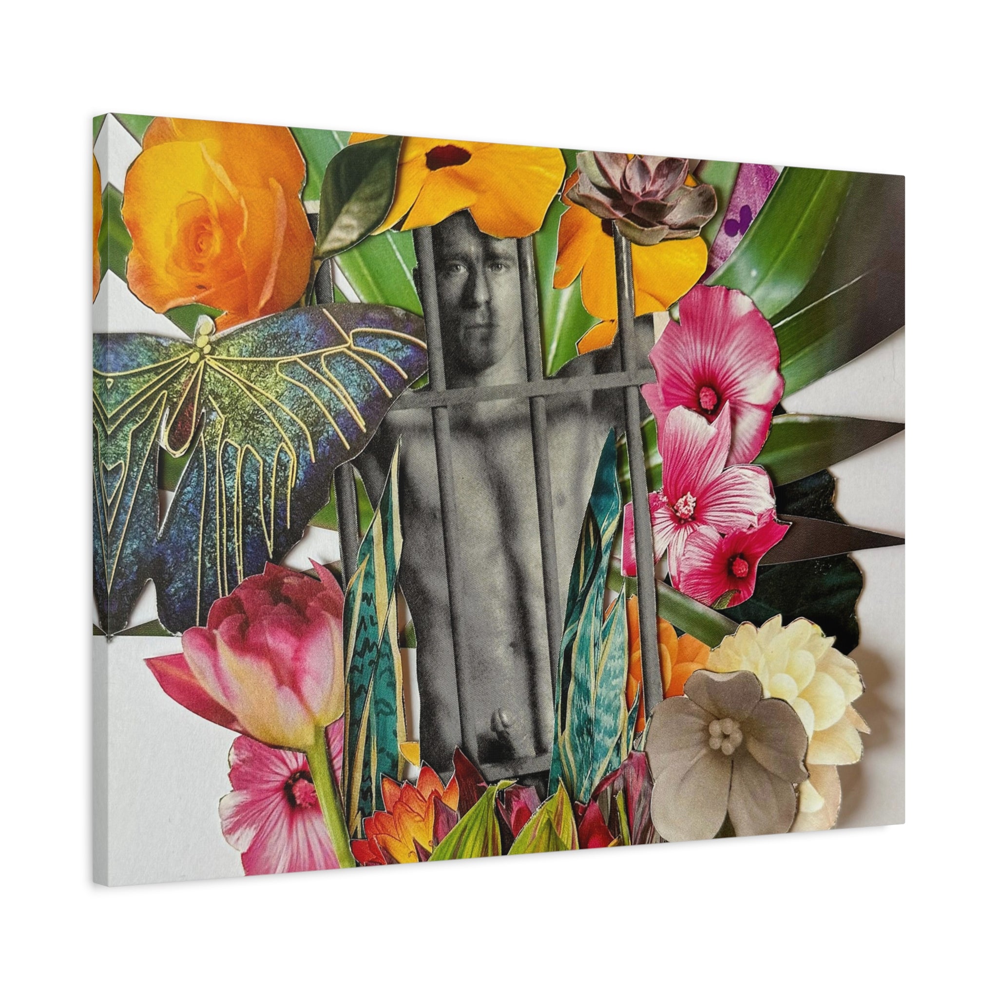 Floral Prisoner Matte Canvas Wall Art — Surreal Photo Collage Stretched Canvas