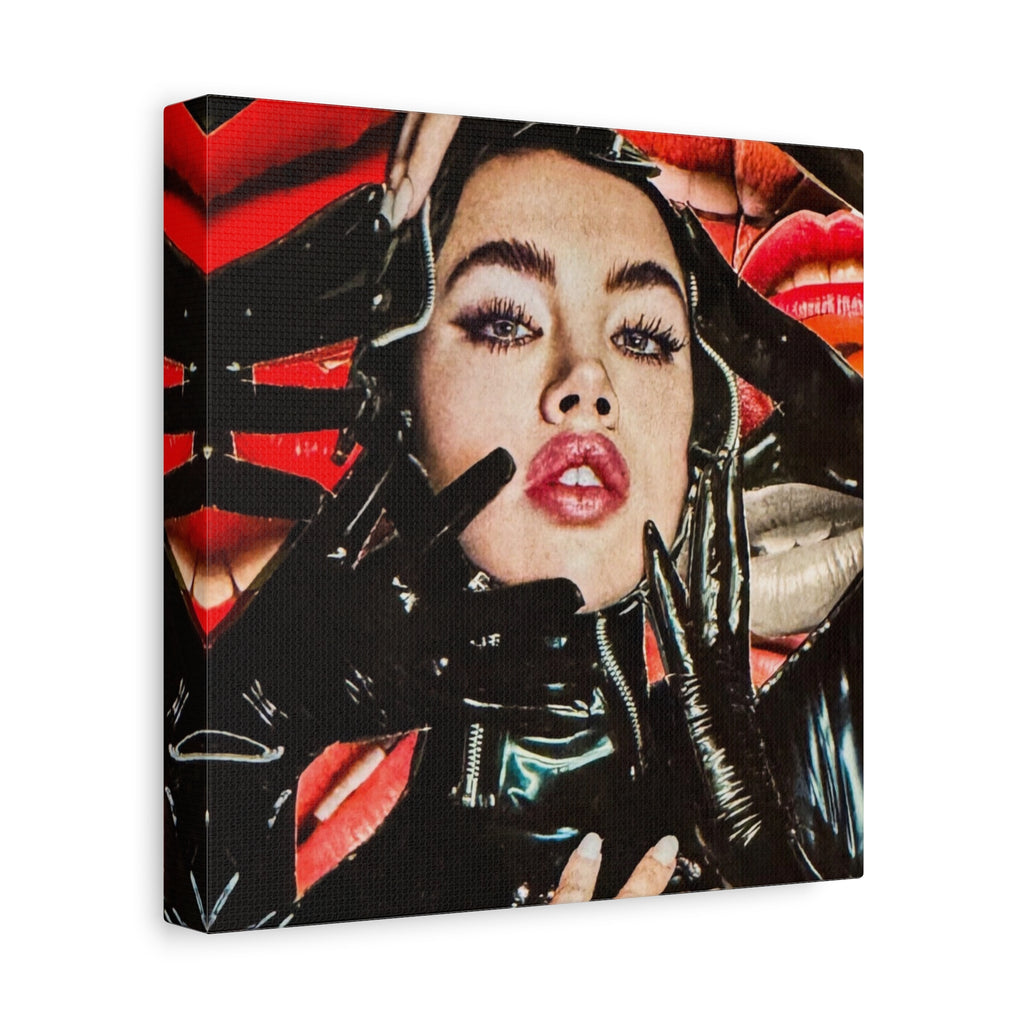 Matte Stretched Canvas Print — Bold Femme Portrait with Glossy Gloves