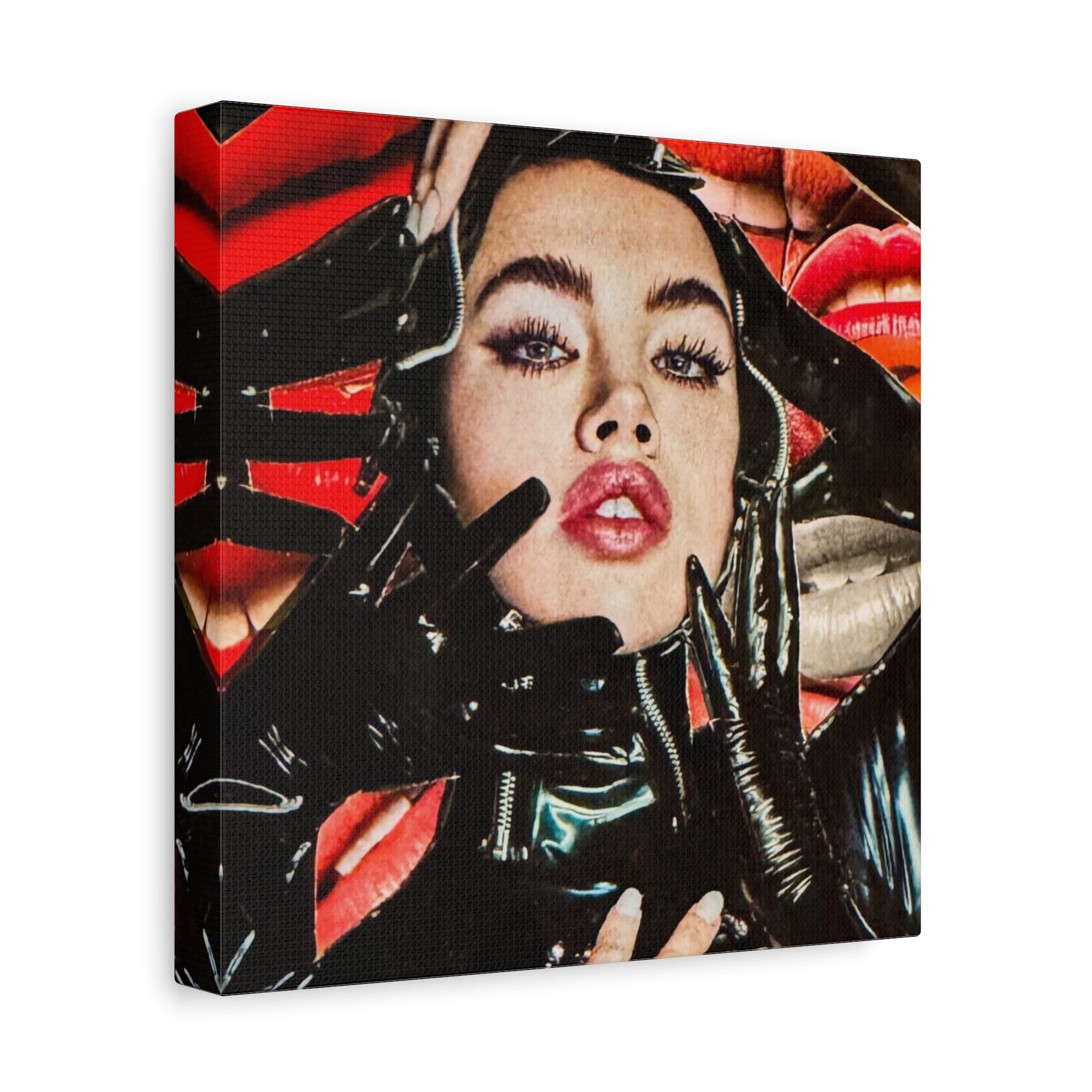 Matte Stretched Canvas Print — Bold Femme Portrait with Glossy Gloves