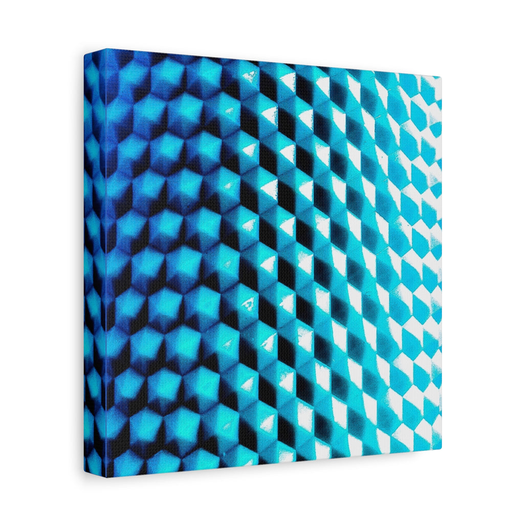 Blue Geometric Pattern Matte Stretched Canvas (1.25") — Abstract Modern Wall Art