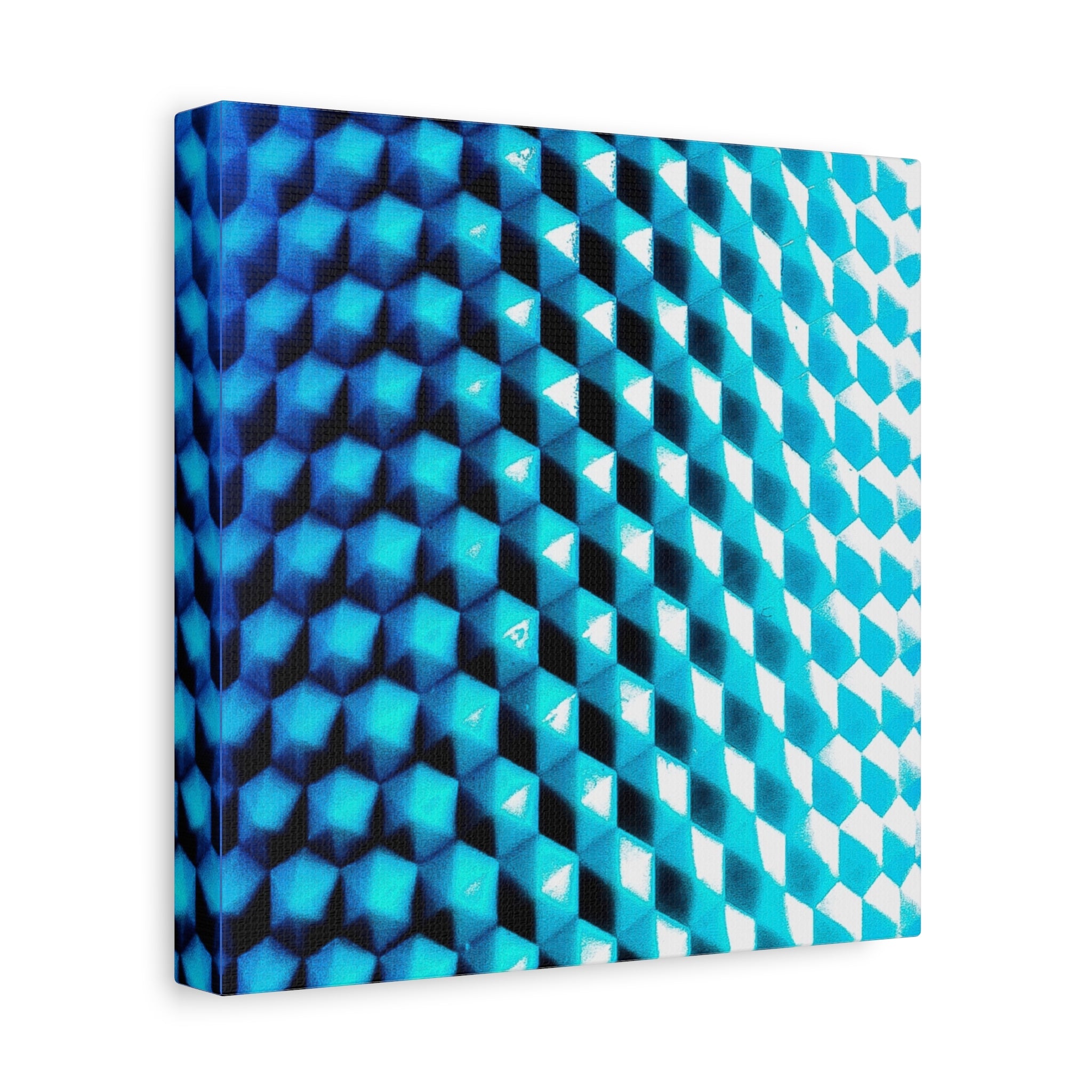 Blue Geometric Pattern Matte Stretched Canvas (1.25") — Abstract Modern Wall Art
