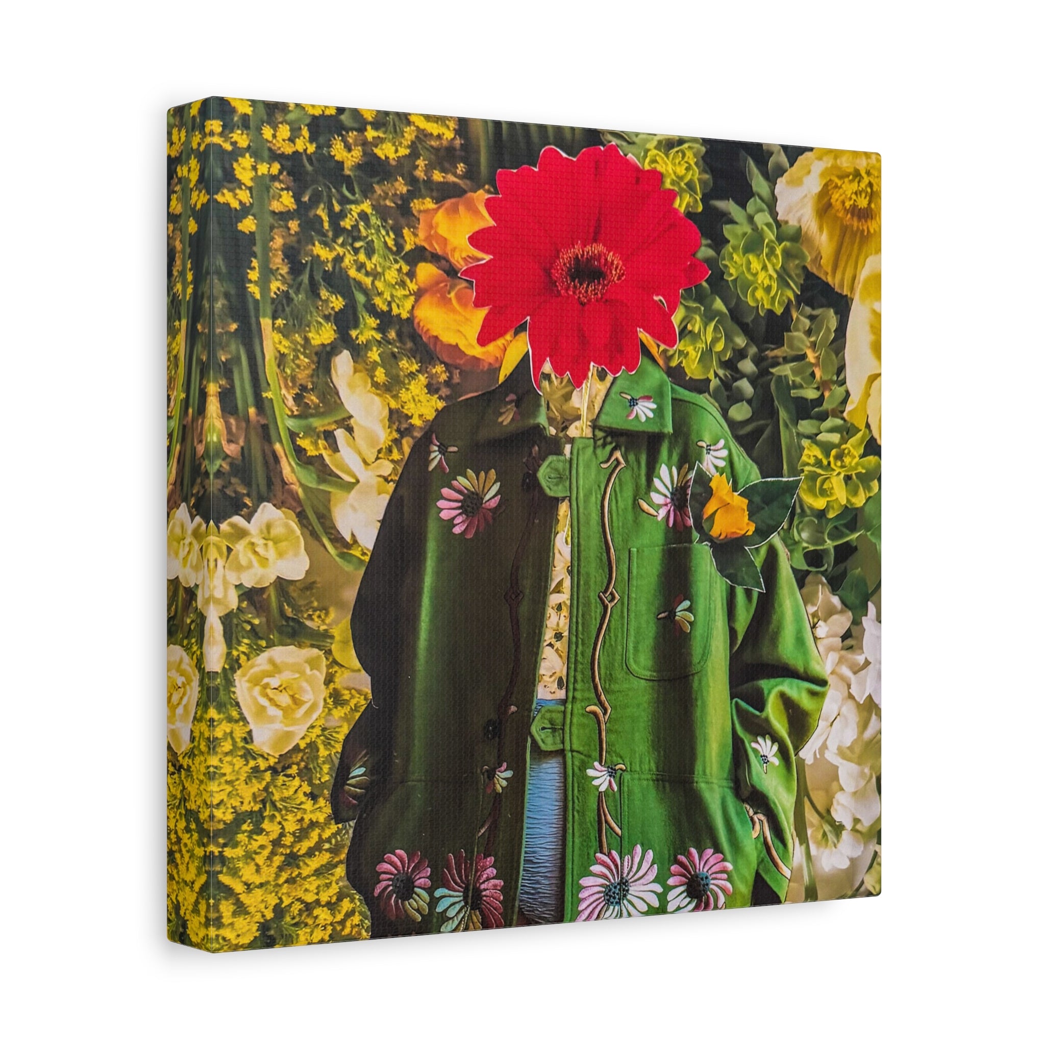 Floral Portrait Matte Stretched Canvas — Red Flower Head Art Print