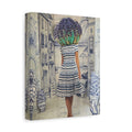 Botanical Head Woman Canvas Print — Vintage Street Scene Wall Art